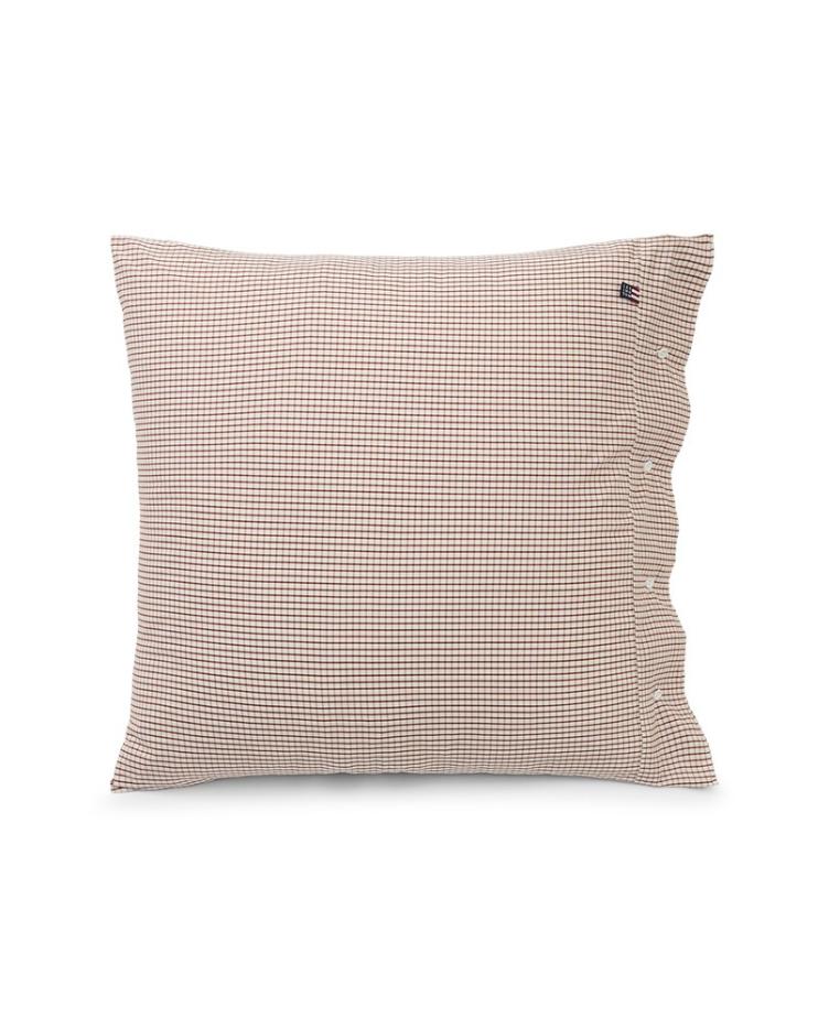 White/Copper Checked Cotton Poplin Pillowcase 50x70 - 0