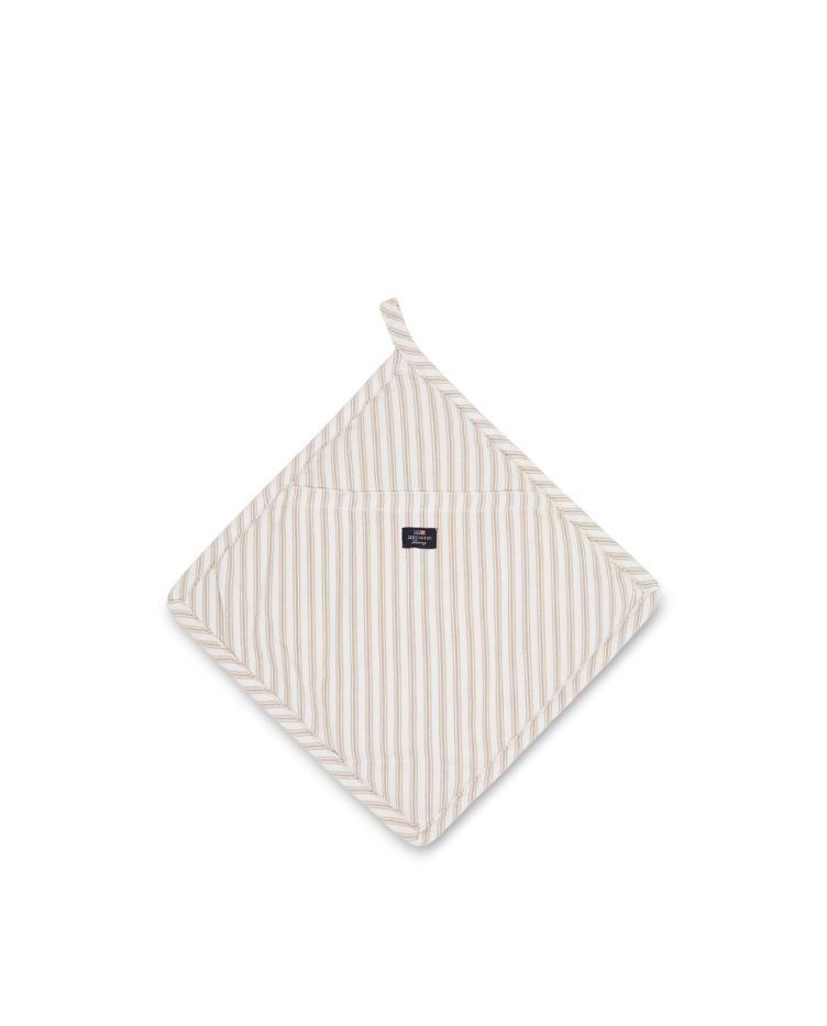 Icons Cotton Herringbone Striped Potholder, Beige/White