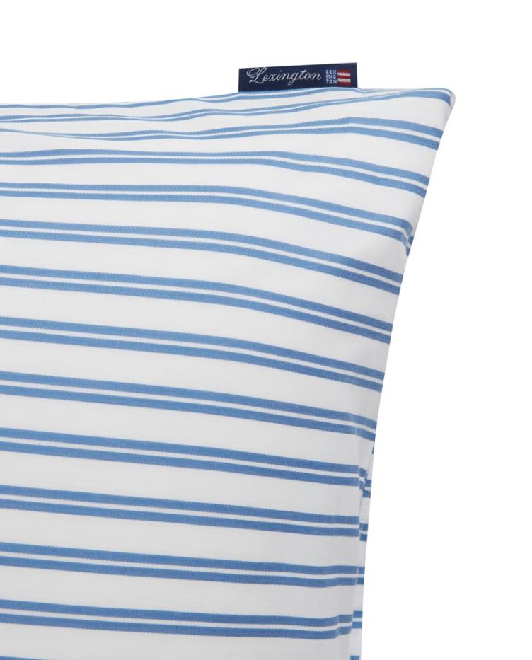 White/Blue Striped Cotton Poplin Pillowcase 50x70