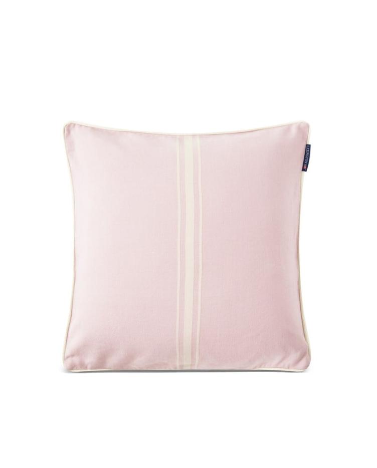 Center Striped Organic Cotton Twill Pillow Cover, Violet/White 50x50 - 1