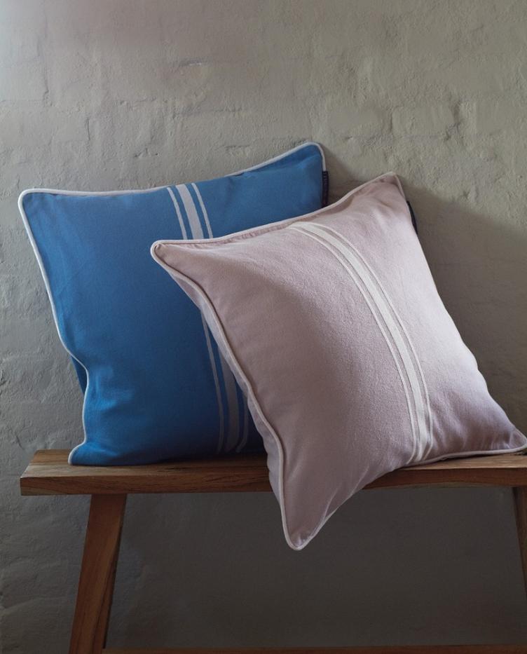 Center Striped Organic Cotton Twill Pillow Cover, Violet/White 50x50
