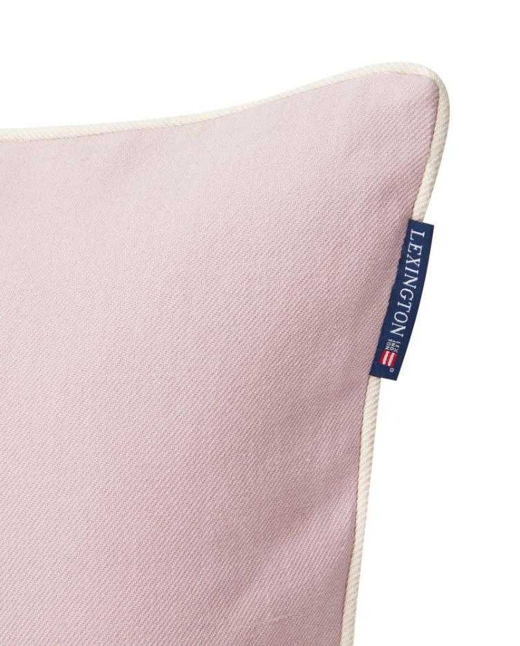 Center Striped Organic Cotton Twill Pillow Cover, Violet/White 50x50 - 0