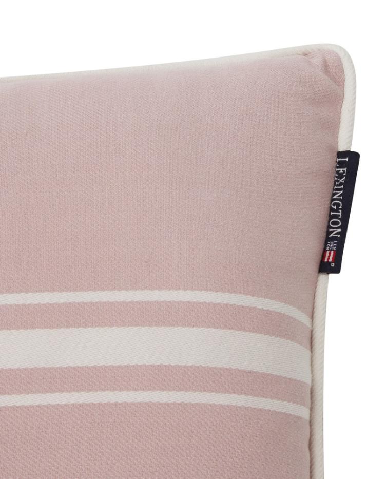 Small Center Striped Organic Cotton Twill Pillow, Violet/White 30x50