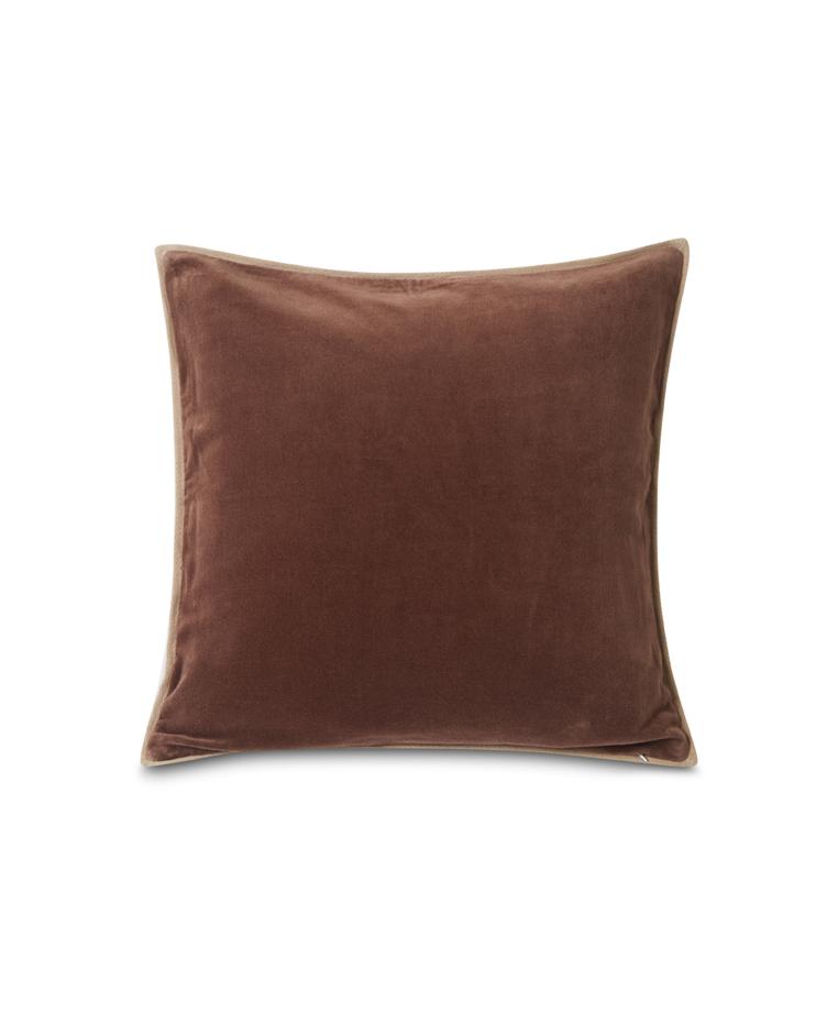 Velvet Cotton Pillow Cover With Edge, Brown 50x50 - 0
