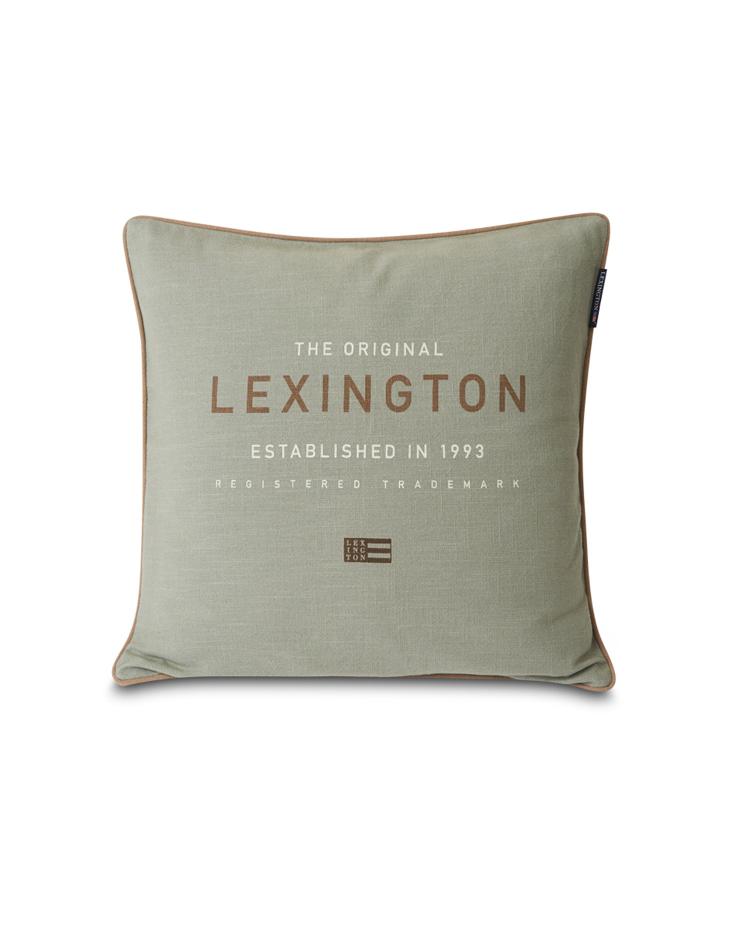 Green Lexington Logo Canvas Cotton Pillow Cover 50x50
