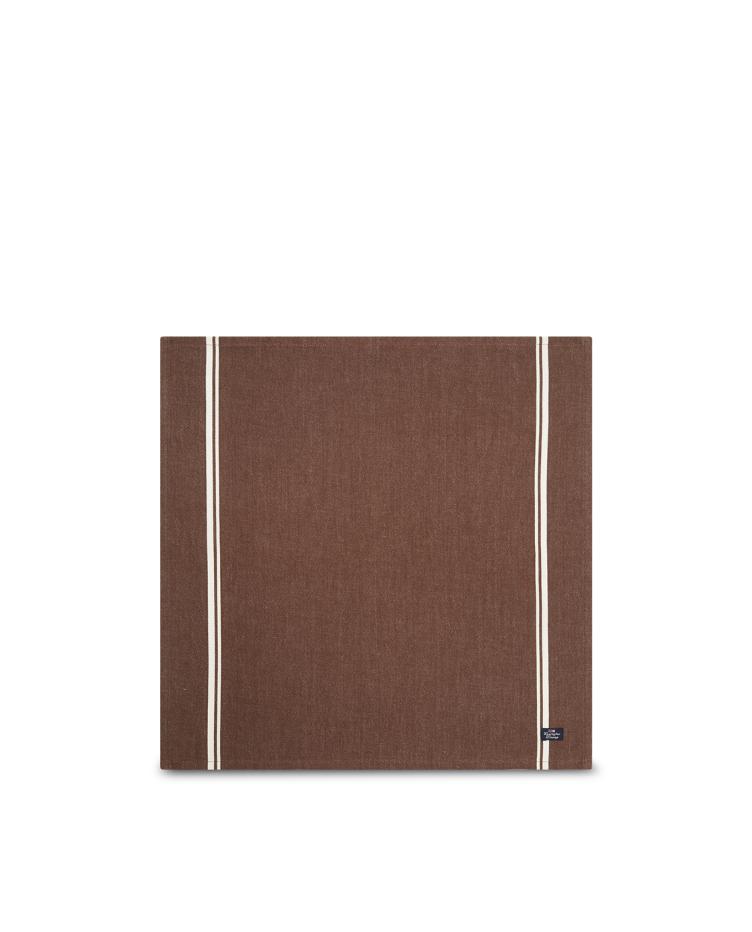 Cotton Twill Napkin With Stripes, Brown/White 50x50