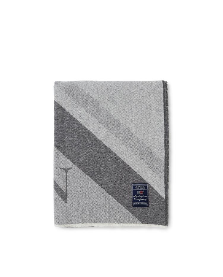 Diagonal Striped Light Wool Mix Logo Throw gray 130x170