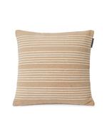Structure Stripes Recycl Cott Canvas Pillow Cover, Beige/White 50x50