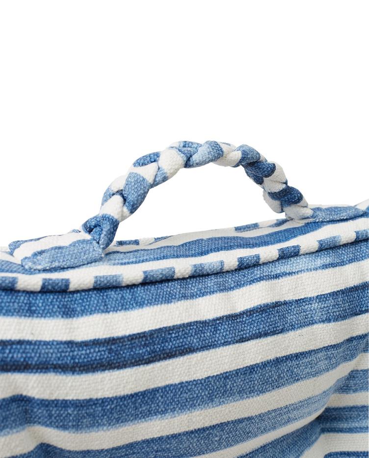 Blue Striped Cotton Canvas Outdoor/Indoor Cushion 45x45x6 - 0