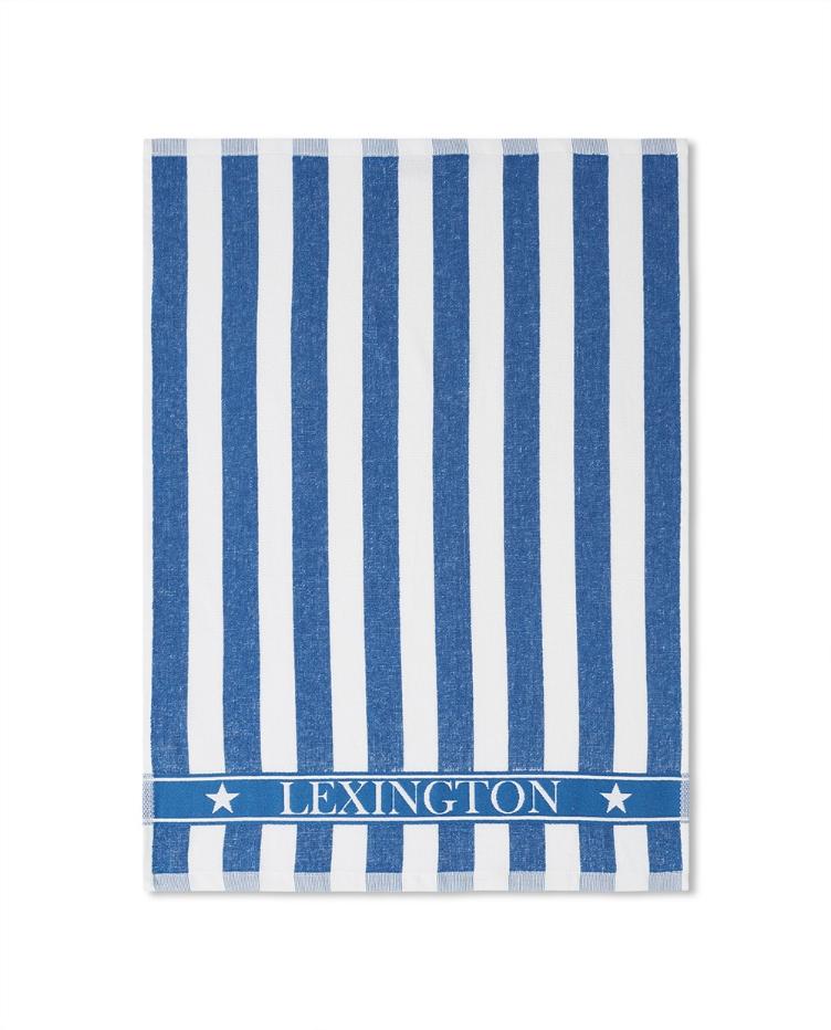 Striped Logo Organic Cotton Terry Kitchen Towel, Blue/White 50x70
