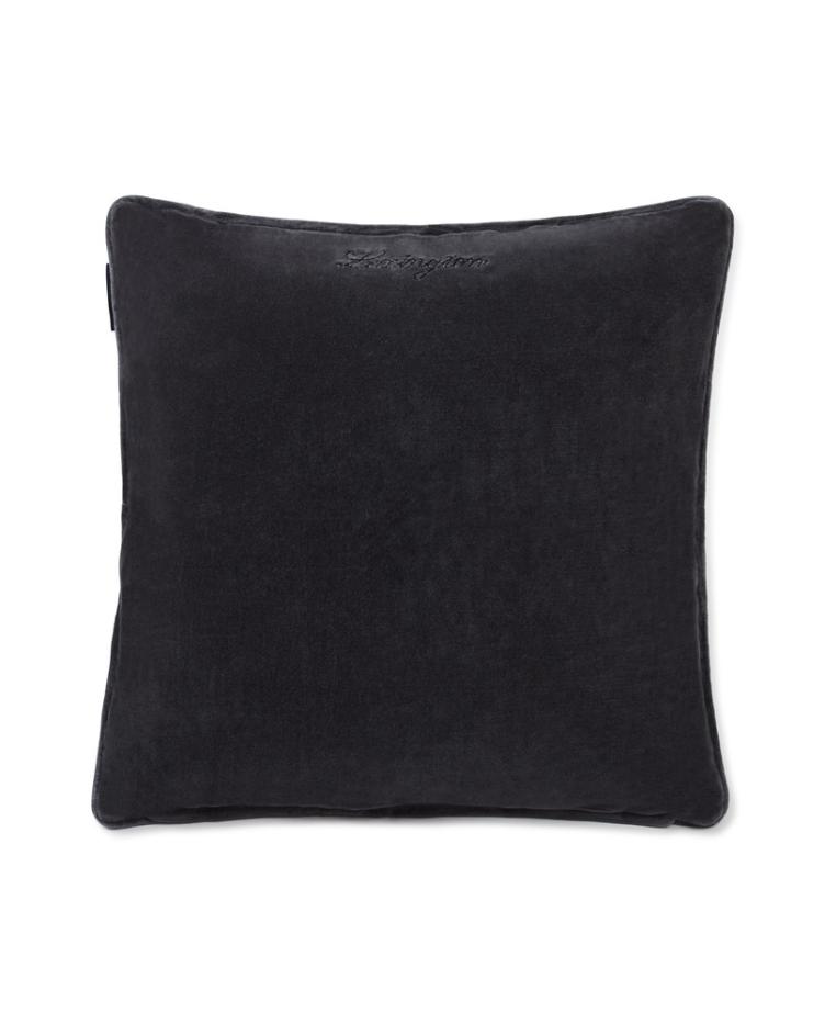 Quilted Cotton Velvet Pillow Cover, Dark Gray 50x50 - 1
