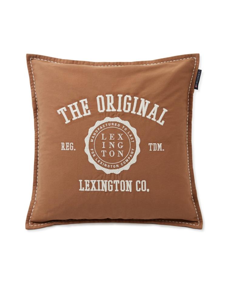 Cotton Twill Logo Message Pillow Cover, Dark Beige 50x50 - 2