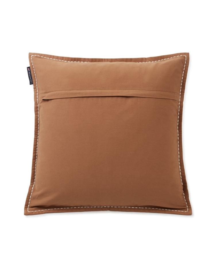 Cotton Twill Logo Message Pillow Cover, Dark Beige 50x50 - 1