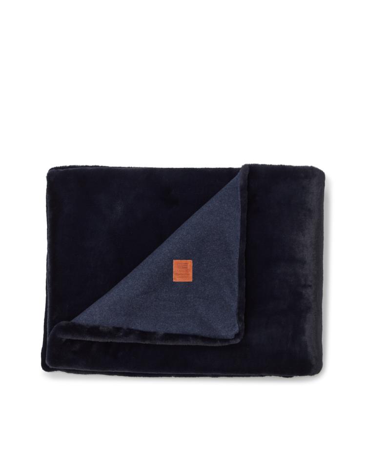 Faux Fur/Recycled Polyester Viscose Blanket, Dark Gray 140x200 - 0