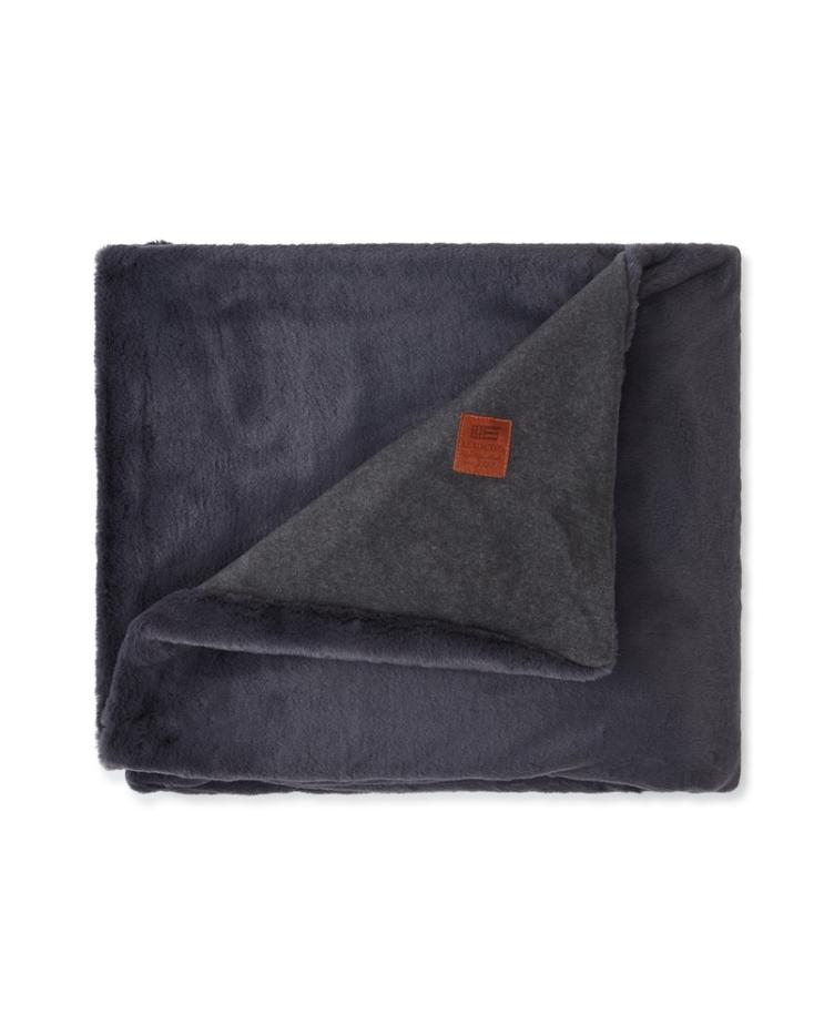 Faux Fur/Recycled Polyester Viscose Blanket, Dark Gray 140x200