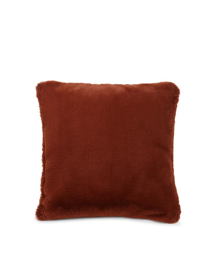 Faux Fur/Recycled Polyester Viscose Pillow Cover, Brown 50x50