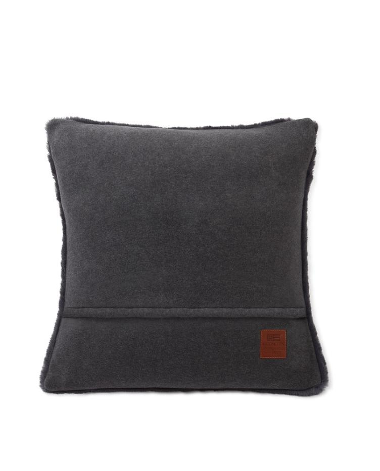 Faux Fur/Recycled Polyester Viscose Pillow Cover, Dark Gray 50x50 - 0