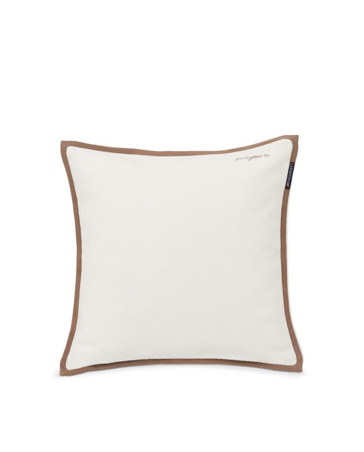 Velvet Cotton Pillow Cover with Twill Edge, Off White 50x50