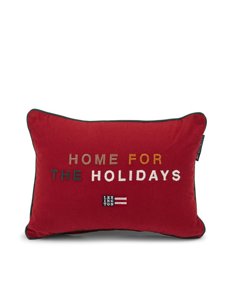 Home For The Holidays Organic Cotton Twill Pillow, Red 30x40