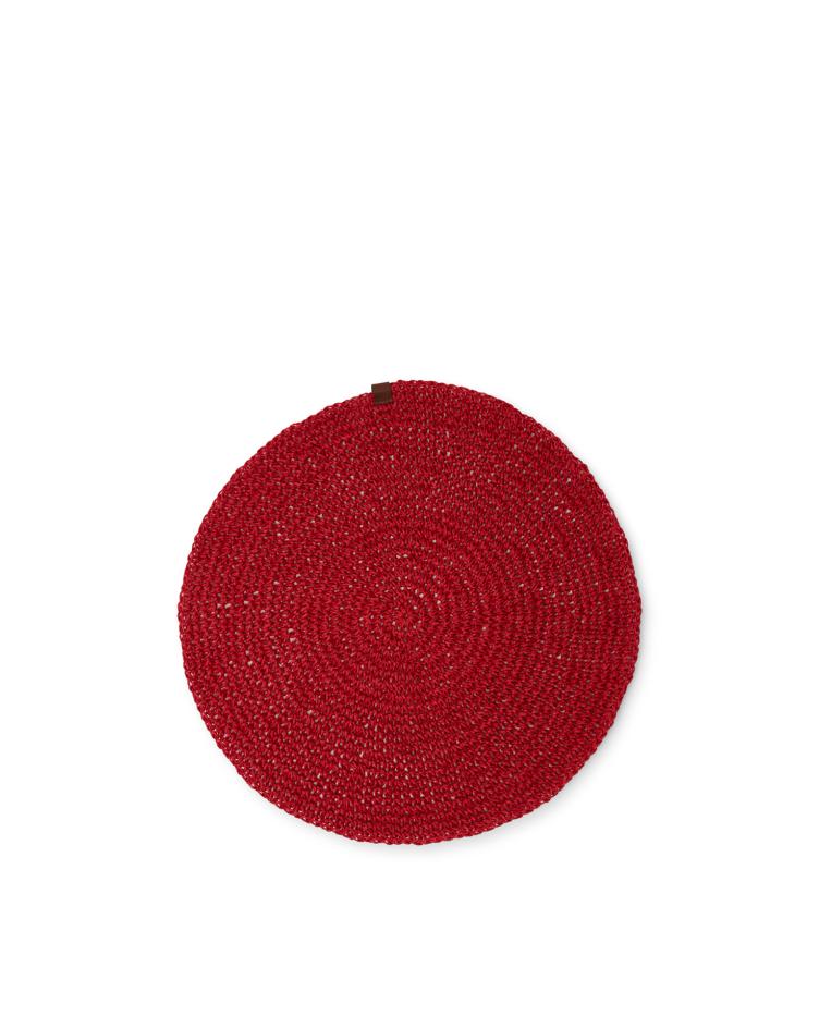 Round Recyled Paper Straw Placemat (Diam 38cm), Red