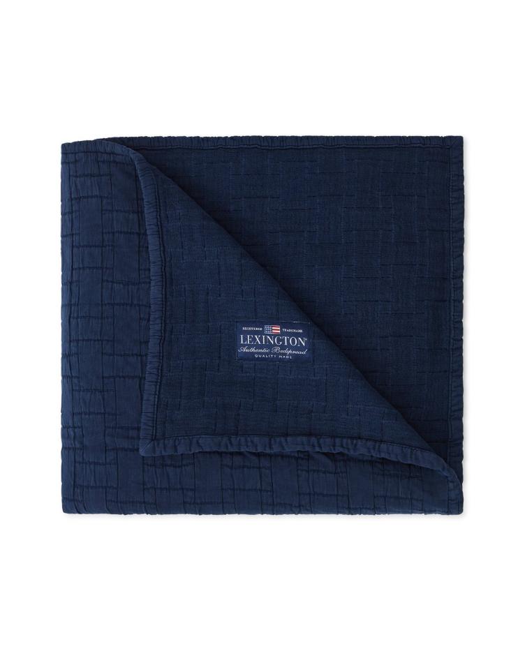 Basket Structured Cotton Bedspread, Dark Blue 160x240