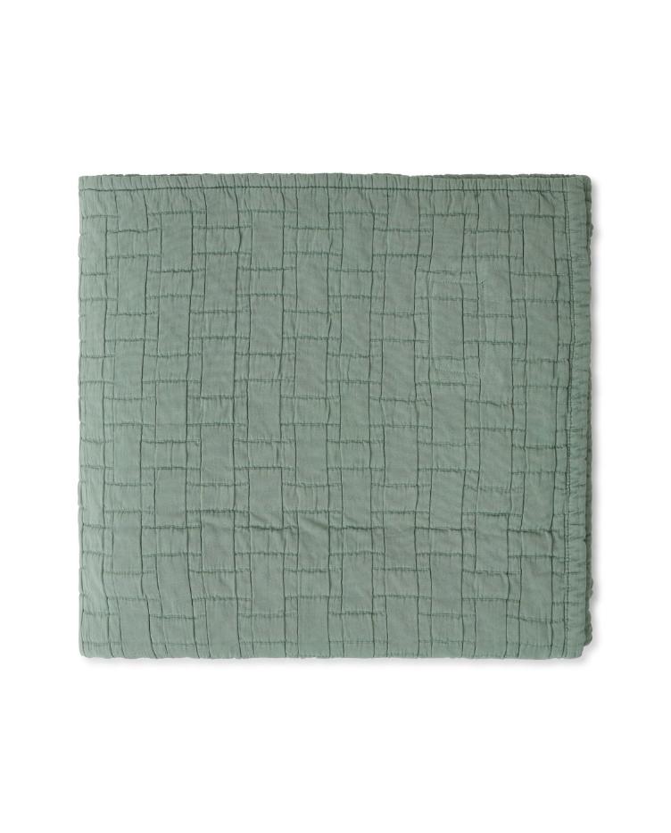 Basket Structured Cotton Bedspread, Light Green 160x240 - 1