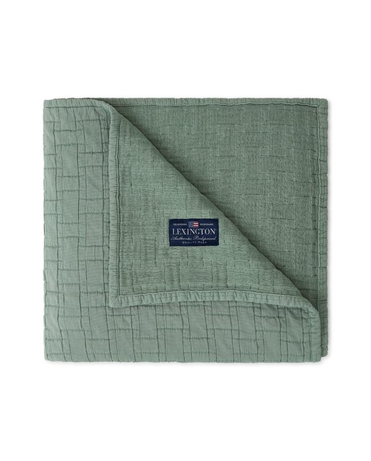 Basket Structured Cotton Bedspread, Light Green 160x240 - 0