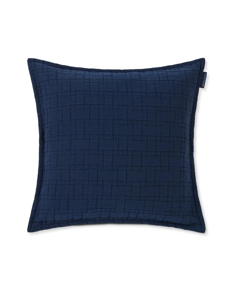 Basket Structured Cotton Pillow Cover, Dark Blue 50x50