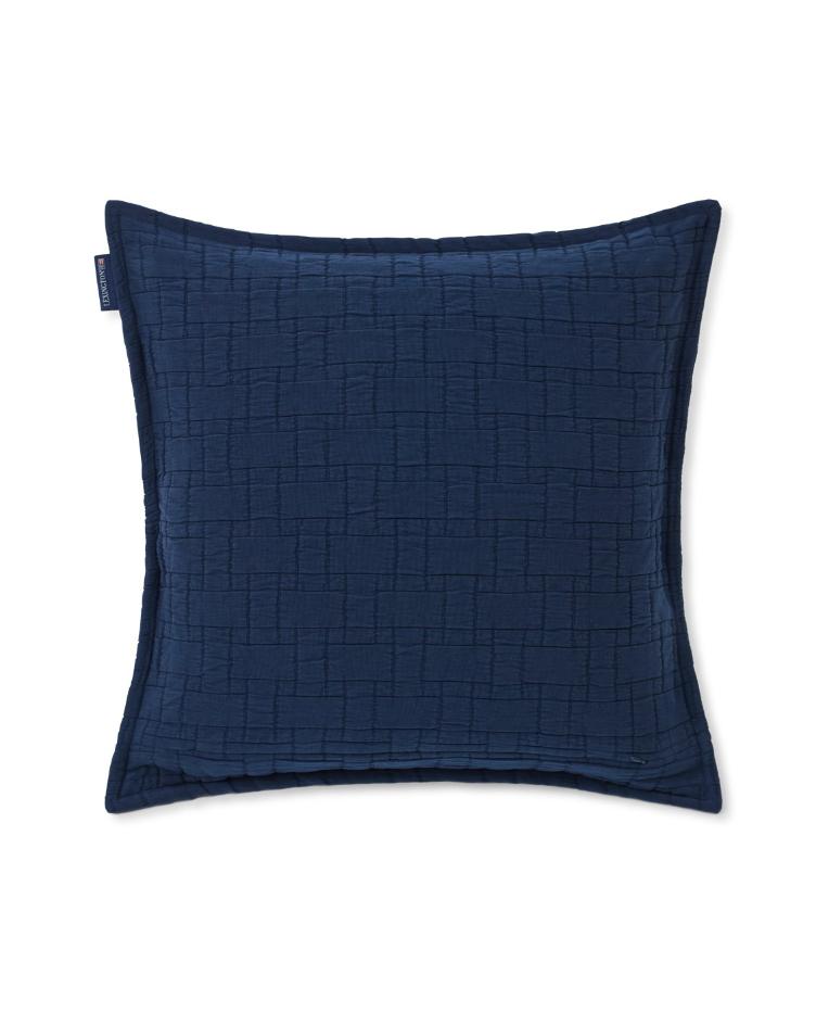 Basket Structured Cotton Pillow Cover, Dark Blue 50x50 - 0