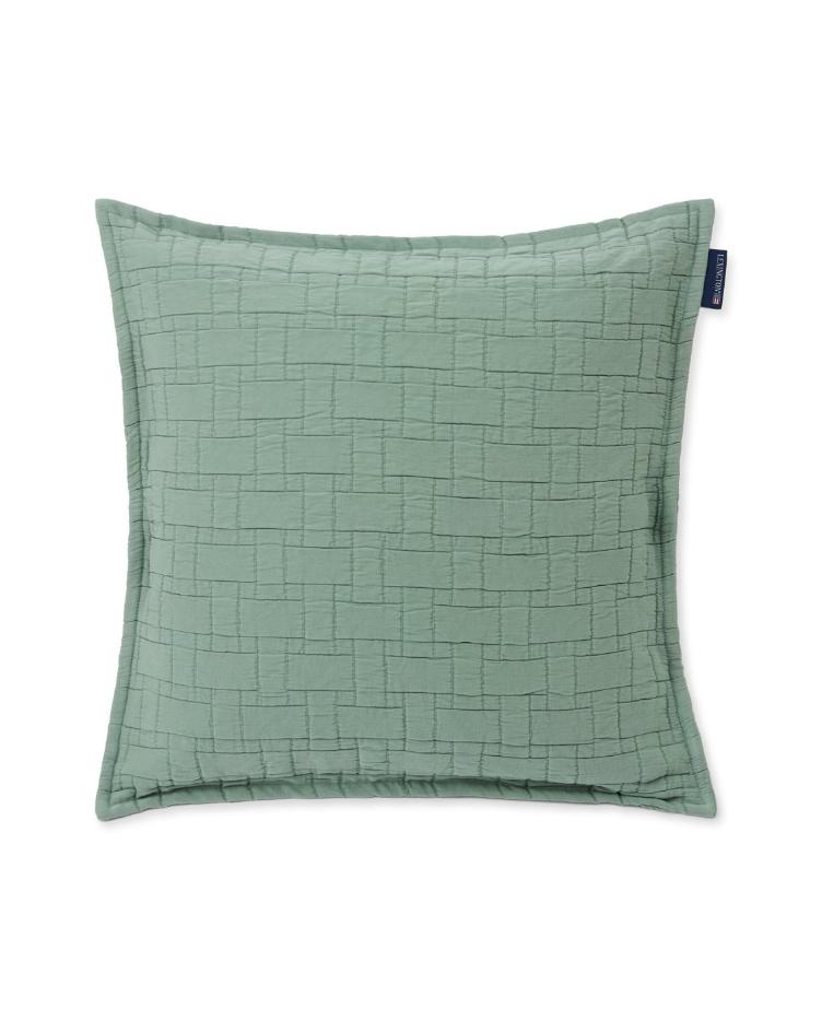 Basket Structured Cotton Pillow Cover, Light Green 50x50
