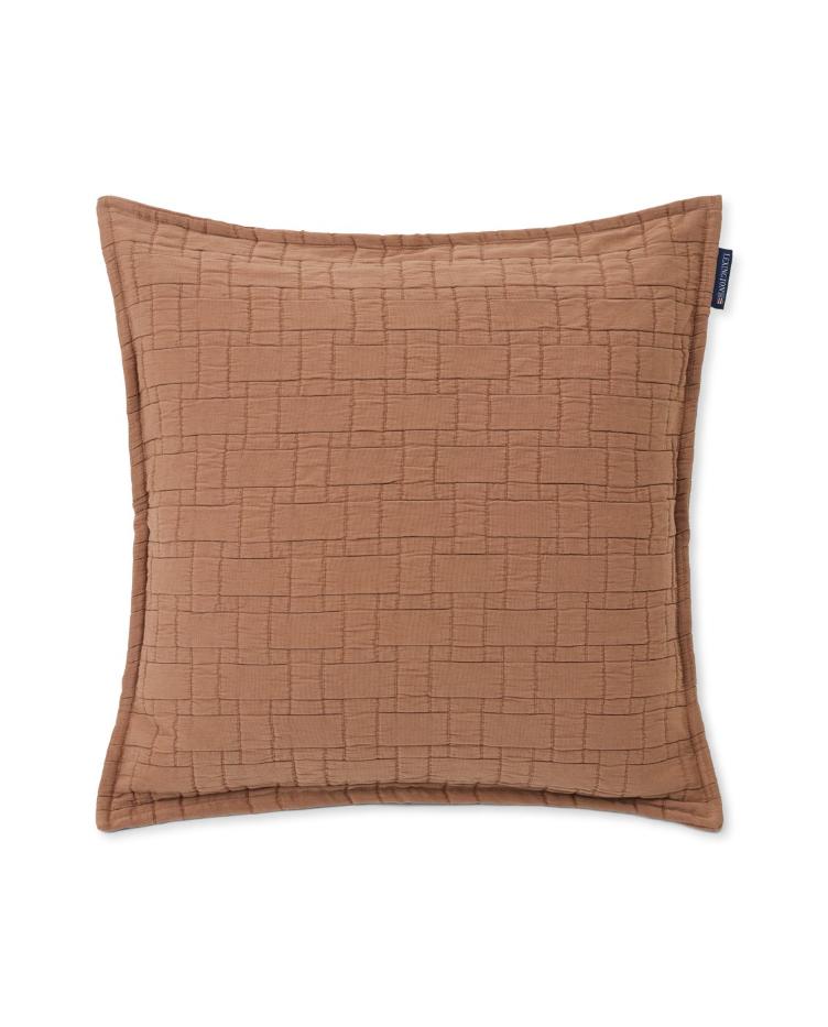 Basket Structured Cotton Pillow Cover, Mid Brown 50x50