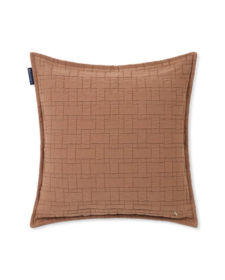 Basket Structured Cotton Pillow Cover, Mid Brown 50x50 - 0