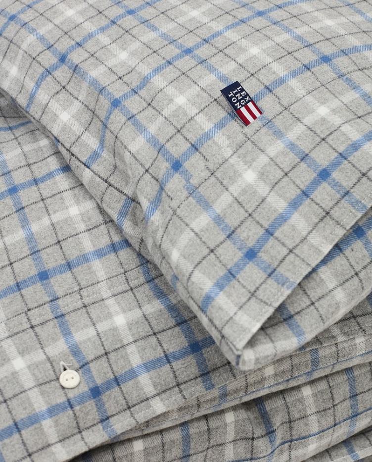 Gray/Blue Checked Cotton Flannel Duvet Cover 160x210