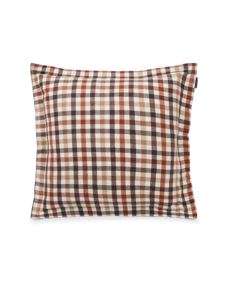 Rust Brown/White Checked Cotton Flannel Pillowcase 50x70 - 1