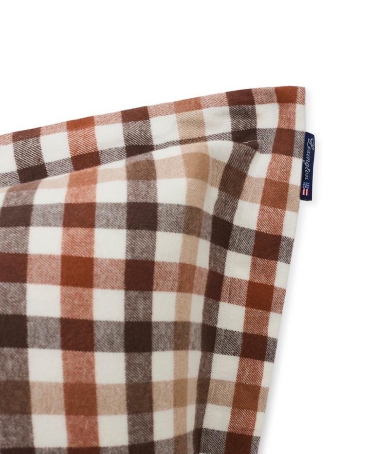 Rust Brown/White Checked Cotton Flannel Pillowcase 50x70