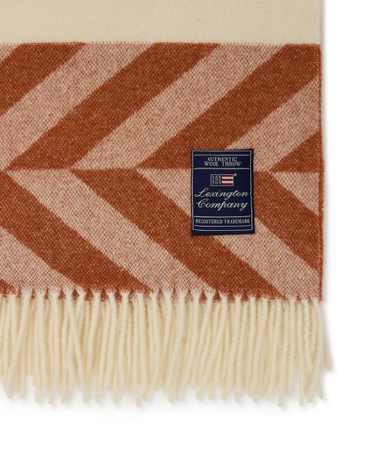 Herringbone Striped Recycled Wool Throw, Copper/Brown 130x170