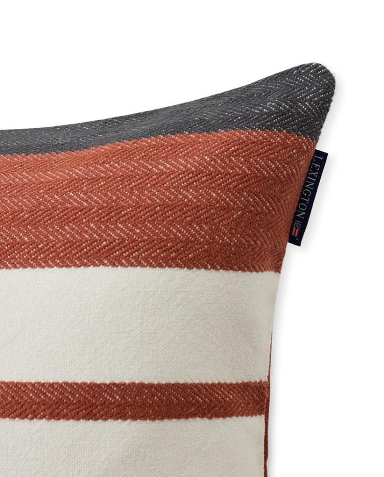 Irregular Striped Recycled Cotton Pillow Cover, Copper/Gray 50x50