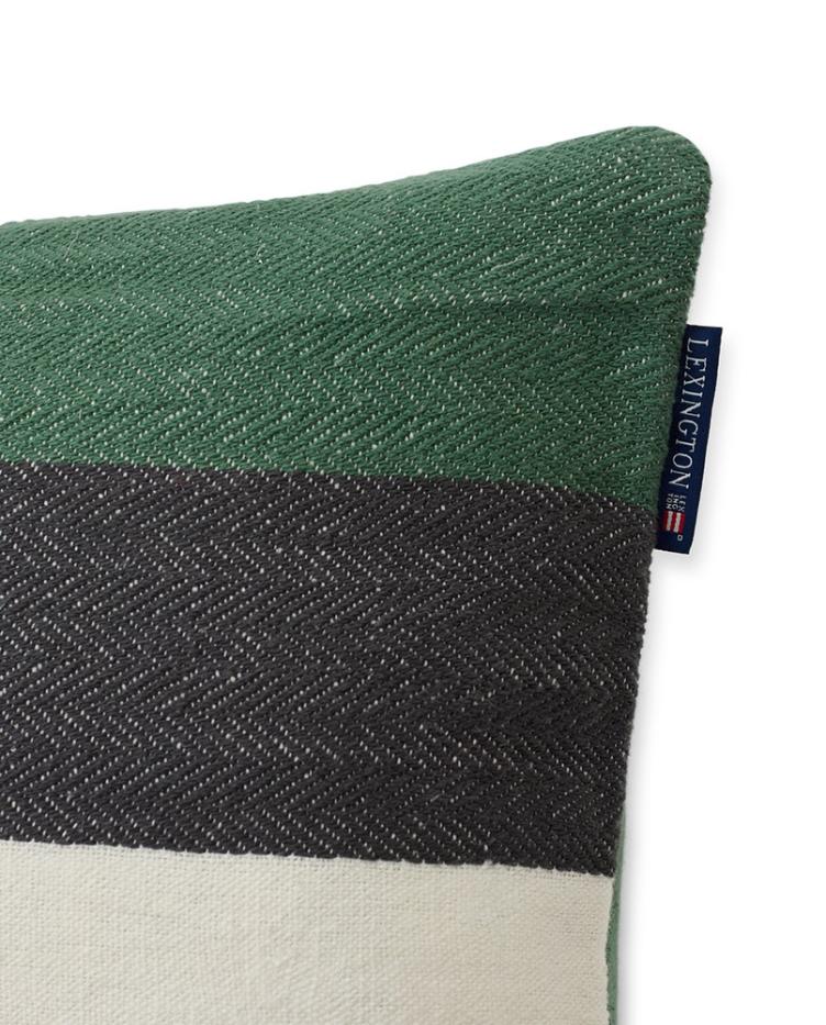 Irregular Striped Recycled Cotton Pillow Cover, Green/Gray 50x50