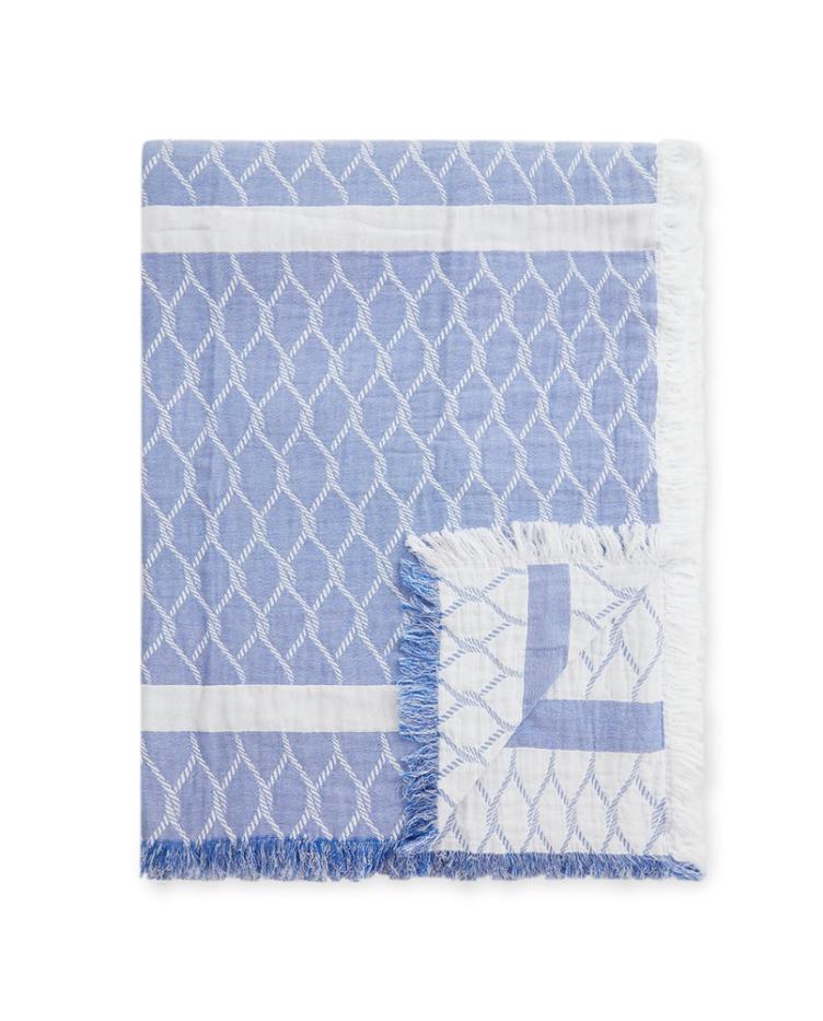 Striped Rope Structured Cotton Bedspread, Blue/White 160x240