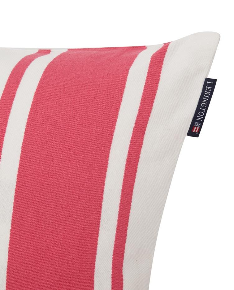 Striped Logo Printed Organic Cotton Pillow Cover 50x50