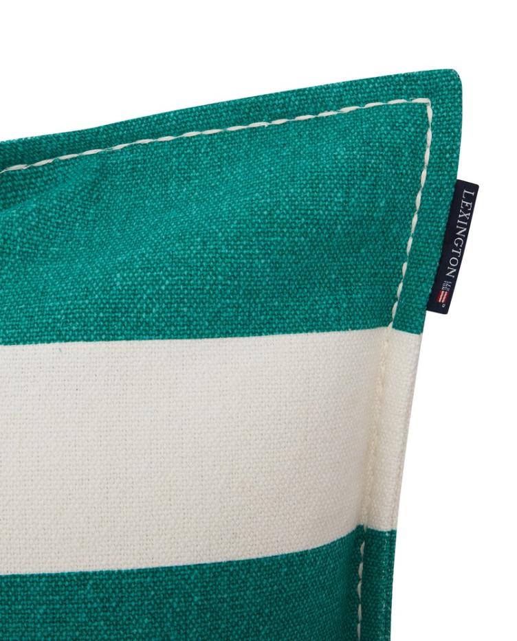 Block Stripe Printed Recycled Cotton Pillow Cover Green/White 50x50 - 0