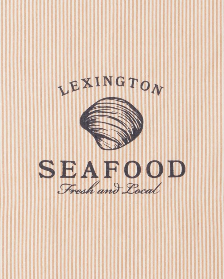 Seafood Striped & Printed Org Cotton Kitchen Towel Beige/White 50x70 - 0