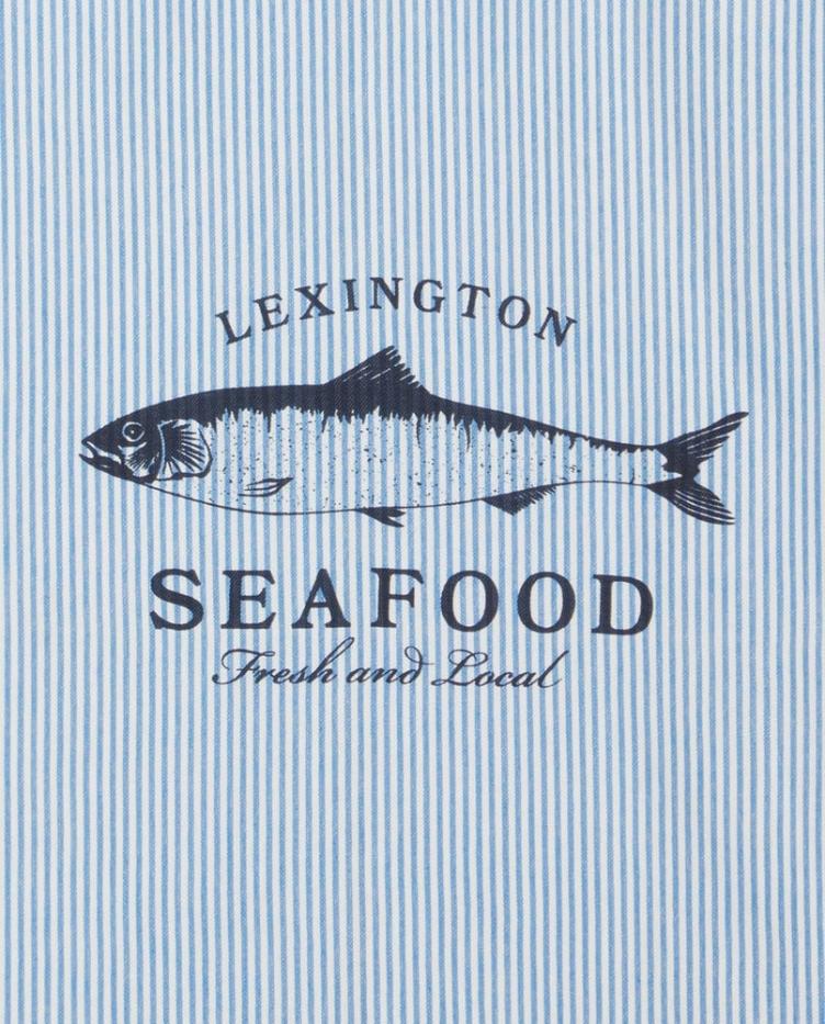 Seafood Striped & Printed Org Cotton Kitchen Towel Blue/White 50x70 - 0