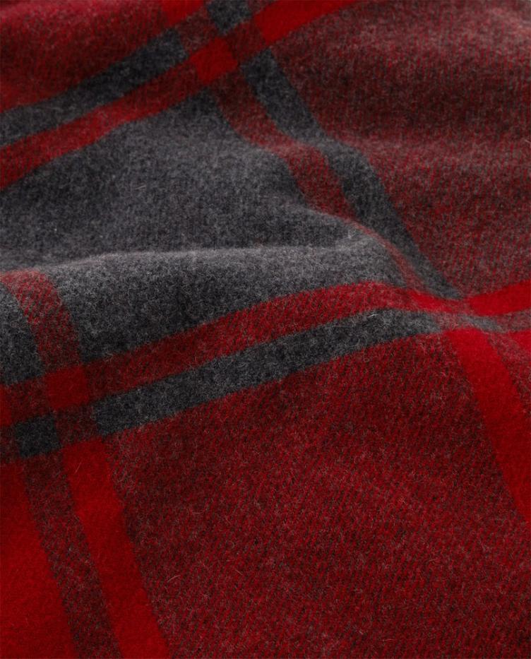 Checked Recycled Wool Throw, Red/Dark Gray 130x170 - 0