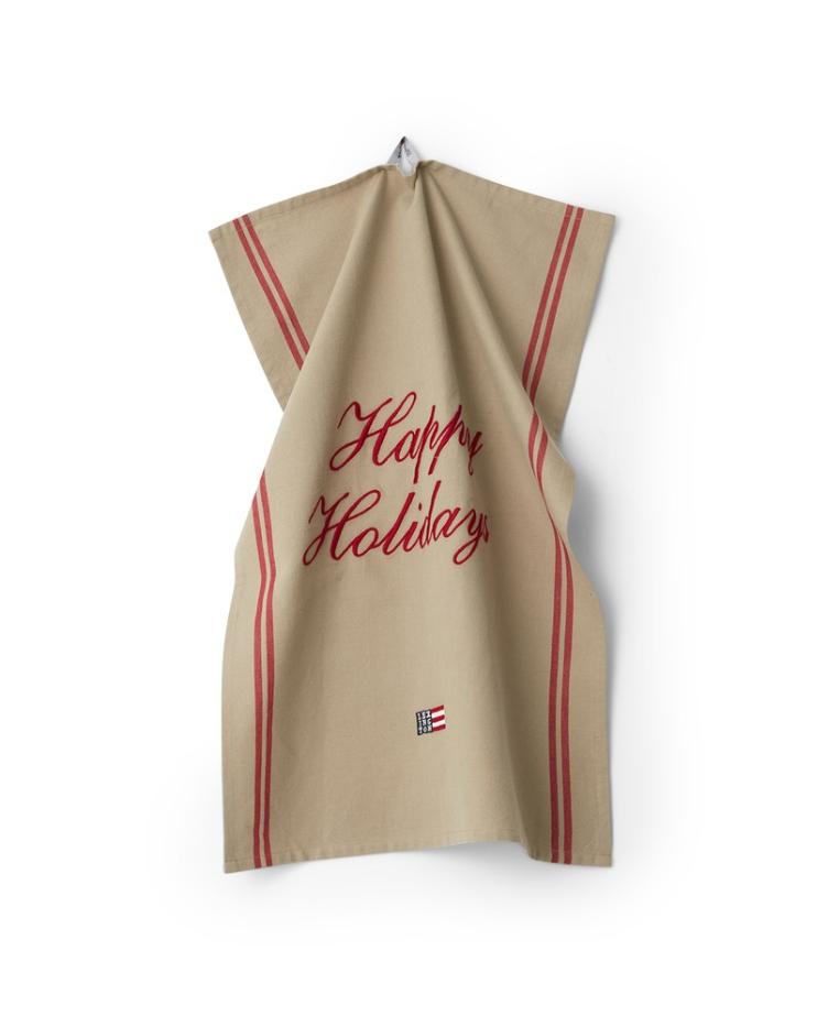 Happy Holidays Embroidered OrgCotton Kitchen Towel 50x70