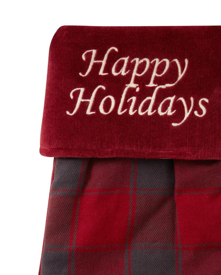 Happy Holidays Cotton Flannel Stocking