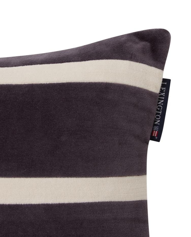 Striped Organic Cotton Velvet 40x30 Pillow Dark Gray