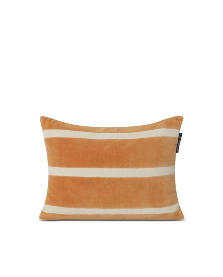 Striped Organic Cotton Velvet 40x30 Pillow Mustard