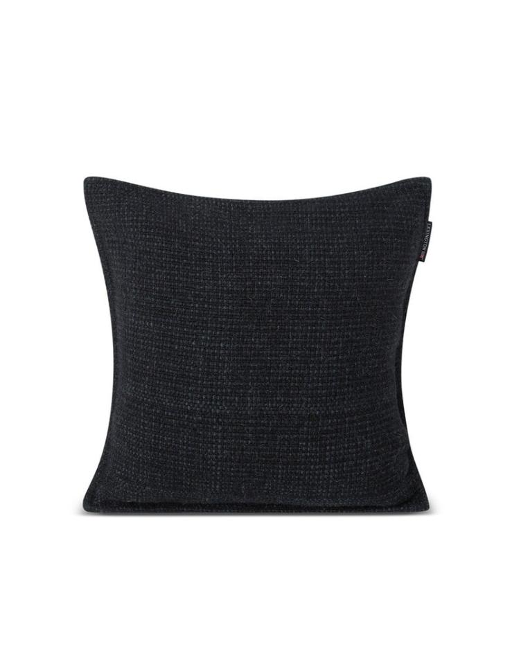 Structured Wool Mix/Cotton Pillow Cover Dark Gray 50x50