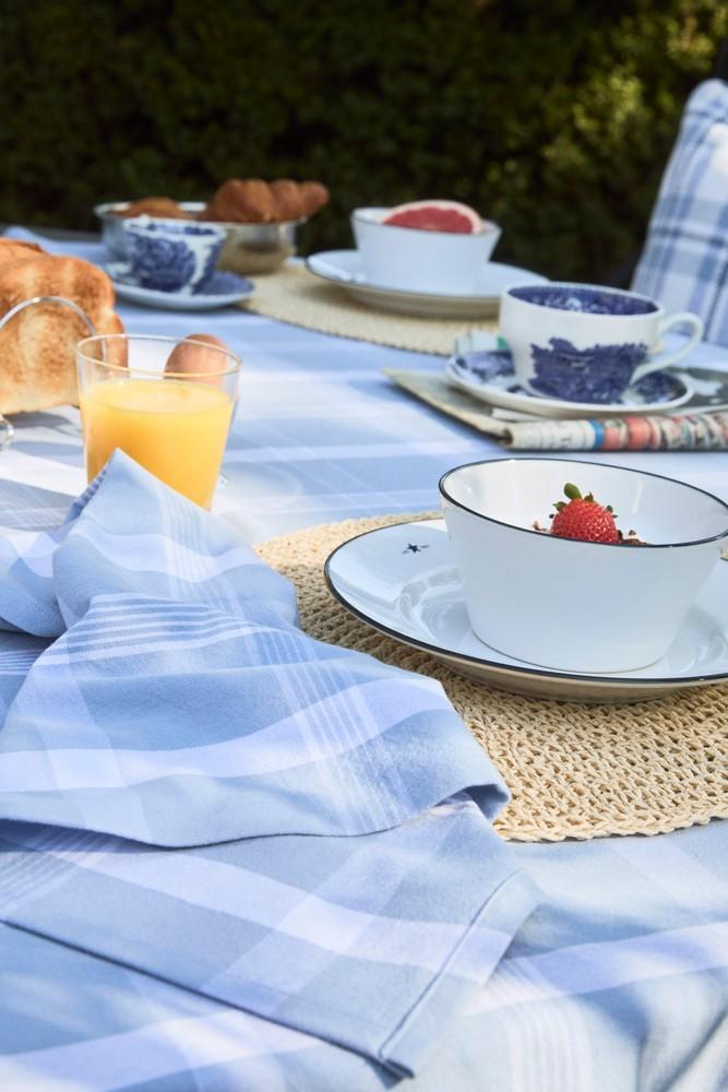 Oxford-serviette aus recycelter baumwolle mit karomuster2, himmelblau/weiß 50x50 - 0